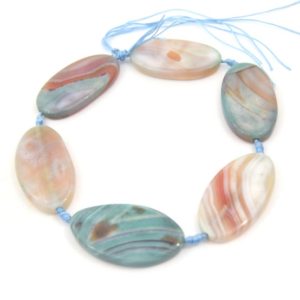 Shop Agate Bead Shapes! 50mm Smooth Marbled Neutral Blue/Green Dyed Agate Tube/Barrel Shaped Beads – (Approx. 13" ~6 Beads) | Natural genuine other-shape Agate beads for beading and jewelry making.  #jewelry #beads #beadedjewelry #diyjewelry #jewelrymaking #beadstore #beading #affiliate #ad