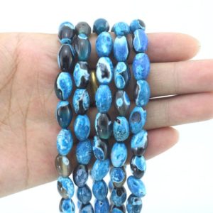 Shop Agate Bead Shapes! 8x12mm Blue Agate Beads,Rice Shaped Agate Beads,Loose Tube/BraelAgate Beads,Agate Gemstone For Jewelry Making-33 Pieces—15inches–EB232 | Natural genuine other-shape Agate beads for beading and jewelry making.  #jewelry #beads #beadedjewelry #diyjewelry #jewelrymaking #beadstore #beading #affiliate #ad