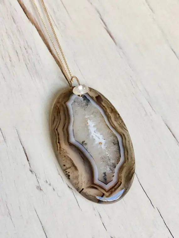 Montana Agate Pendant Necklace Agate Necklace Agate Jewelry Statement Necklace Gemstone Necklace