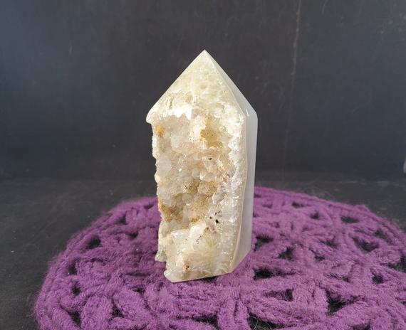 Druzy Agate Geode Half Polished Point Healing Stones Generator Tower Crystal Self Standing Natural Druzy Vugs
