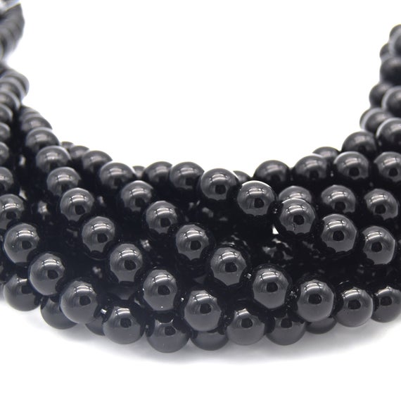 Black Agate Beads | Round Shaped Natural Gemstone Beads - 4mm 6mm 8mm 10mm 12mm 14mm Available