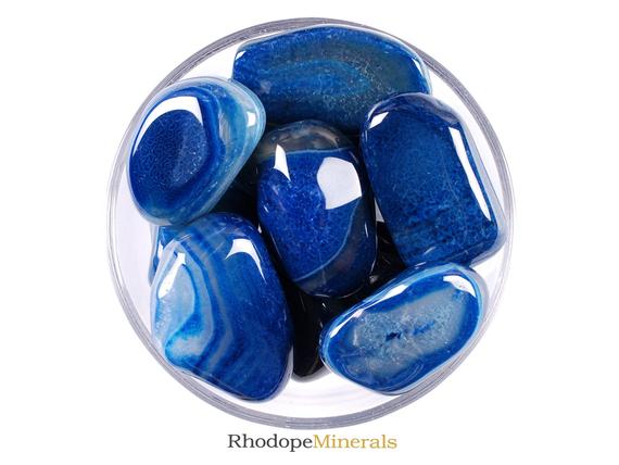 Blue Agate Tumbled Stone, Blue Agate, Tumbled Stones, Stones, Crystals, Rocks, Gifts, Gemstones, Gems, Zodiac Crystals, Healing Crystals
