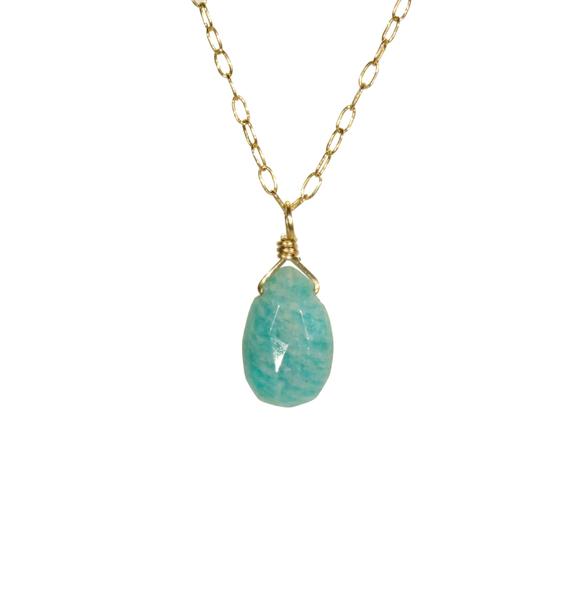 Amazonite Necklace, Healing Crystal Necklace, Mint Green Gemstone Necklace, August Birthstone, Everyday Necklace, 14k Gold Filled Chain