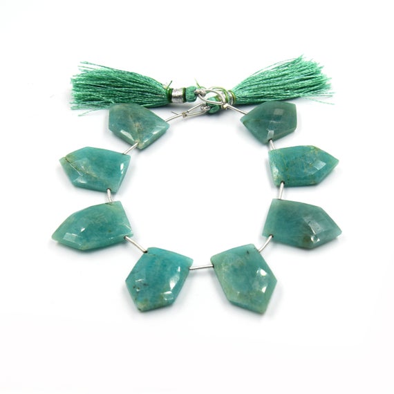 Amazonite Beads | Hand Cut Indian Gemstone | 12mm X 25mm Shield Shaped Beads | High Quality Amazonite | Loose Gemstone Beads