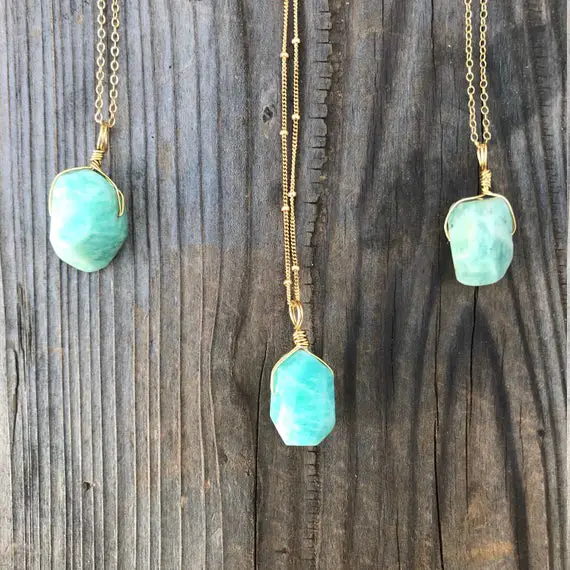 Chakra Jewelry / Amazonite / Amazonite Pendant / Amazonite Necklace / Amazonite Jewelry /  Amazonite Nugget / Throat Chakra / Gold Filled