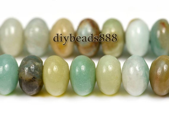 15 Inch Strand Of Amazonite Smooth Rondelle Beads 5x8mm 6x10mm 8x12mm For Choice