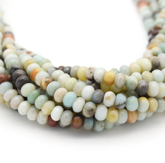 Amazonite Beads - Smooth Rondelle Natural Gemstone Beads - 6mm 8mm Available