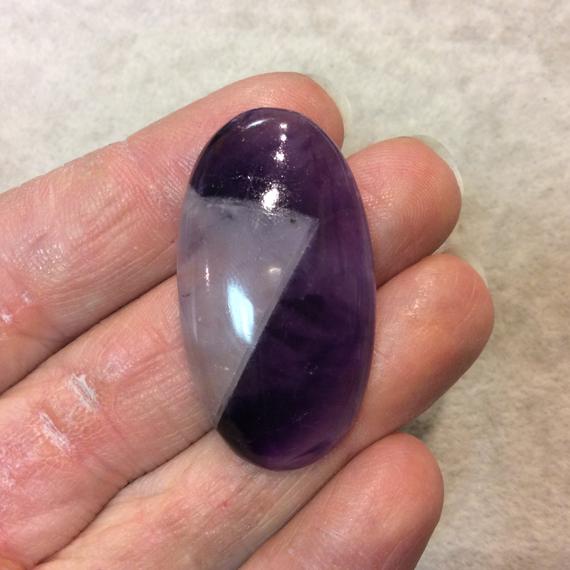 Lace Amethyst Oblong Oval Shaped Flat Back Cabochon "2" - Measuring 22m X 41mm, 7mm Dome Height - Natural High Quality Gemstone
