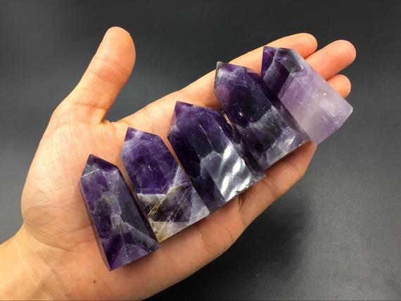 Dog Tooth Amethyst Crystal Tower Point Purple Quartz Obelisk Standing Point Meditation Tool Healing Reiki Crystal Grid Supplies Generator