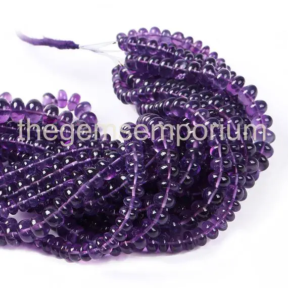 5.5-9mm African Amethyst Smooth Rondelle Beads, Amethyst Plain Beads, Amethyst Smooth Beads, Amethyst Rondelle Beads, African Amethyst Beads