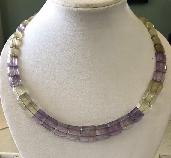 Natural Ametrine Layout Necklace Gemstone Bib Necklace Cleopatra Necklace Collar Necklace For Women, 12"/9mm To 14mm 39 Pieces, Gds1902