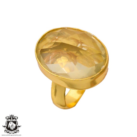 Size 7.5 - Size 9 Angel Aura Quartz Ring Meditation Ring 24k Gold Ring Gpr253