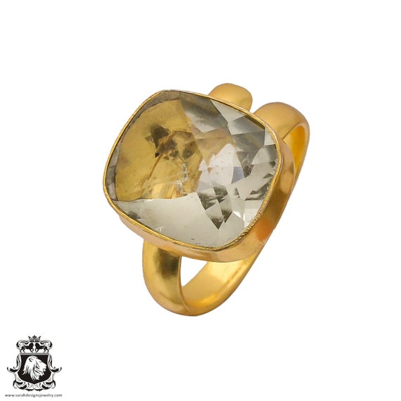 Size 7.5 - Size 9 Angel Aura Quartz  Ring Meditation Ring 24k Gold Ring Gpr245