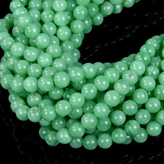 6mm Natural Deep Green Angelite Gemstone Grade Aaa Round Loose Beads (a297)