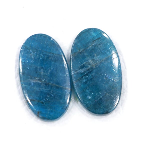 100% Natural Blue Apatite Pair For Earring 14*26 Mm Pear Shape Blue Brazilian Apatite 33.45 Cts Apatite Ornamental Stone Flat Back Cabochon