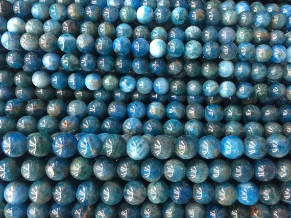 Blue Apatite Smmoth Round Beads - Apatite Gemstone Beads - Blue Gemstone Beads - Loose Stone Jewelry Beads - Beading Supplies Beads - 15inch