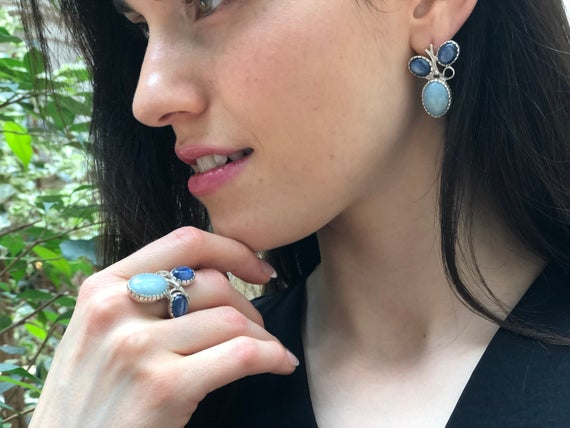 Aquamarine Earrings, Natural Aquamarine, Heavy Earrings, March Birthstone, Large Blue Earrings, Bohemian Earrings, Solid Silver Earrings