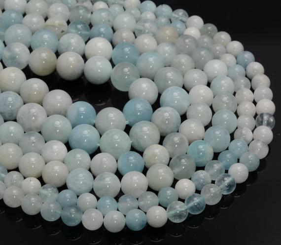 6mm Aquamarine Gemstone Beryl  Loose Beads 15.5 Inch Full Strand (80007299-a253)