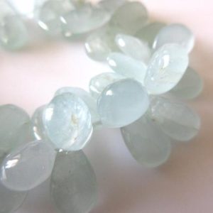 Shop Aquamarine Bead Shapes! Natural Aquamarine Smooth Pear Briolette Beads, 8 Inches Of 13mm To 14mm Aquamarine Beads, GDS770 | Natural genuine other-shape Aquamarine beads for beading and jewelry making.  #jewelry #beads #beadedjewelry #diyjewelry #jewelrymaking #beadstore #beading #affiliate #ad