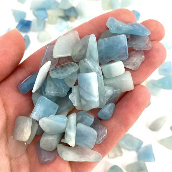 20g Of Aquamarine, Mini Tumbled Stones, Tumbled Crystal, Tumbled Aquamarine, Blue Aquamarine