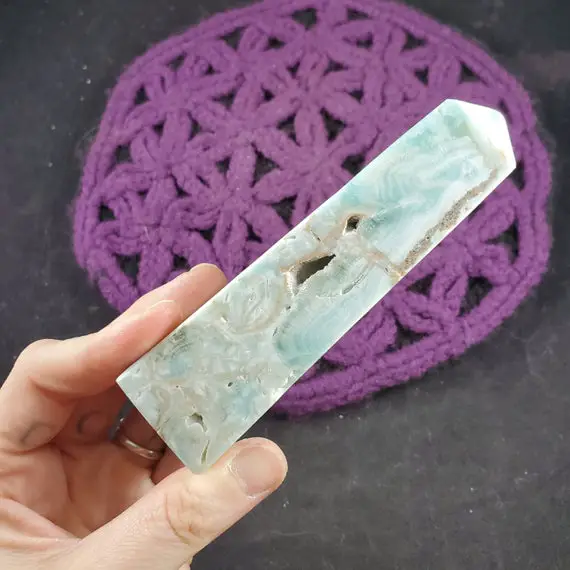 Blue Aragonite Polished Point Obelisk Crystals Magick Stones New Find Starseed Vugs Blue Pakistan