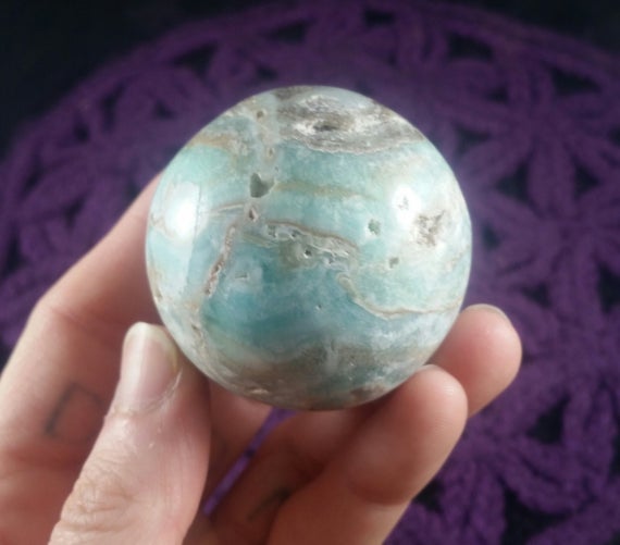 Blue Aragonite Sphere Crystals Stones Crystal Ball Polished Druzy Vugs 46mm Choose Your Stand