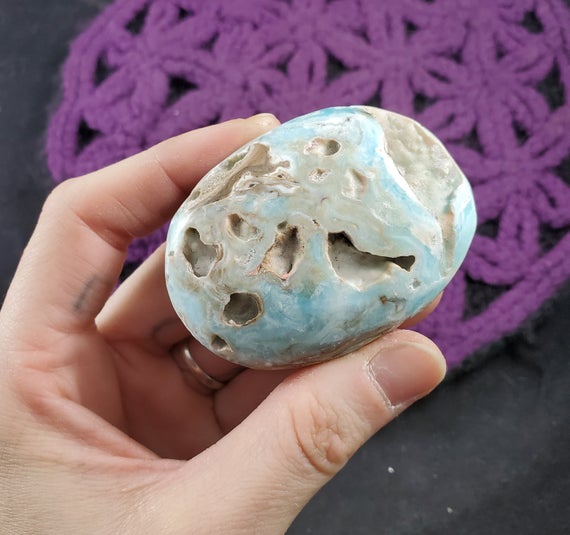 Blue Aragonite Palmstone Crystals Magick Stones New Find Starseed Polished Afghanistan