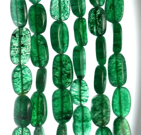 10x6-14x8mm Green Moss Aventurine Gemstone Pebble Nugget Loose Beads 13-14 Inch Full Strand (90185165-892)
