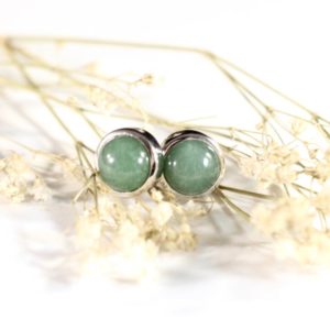 Shop Aventurine Earrings! Cabochon Round Aventurine Studs // Aventurine Jewelry // Sterling Silver // Village Silversmith | Natural genuine Aventurine earrings. Buy crystal jewelry, handmade handcrafted artisan jewelry for women.  Unique handmade gift ideas. #jewelry #beadedearrings #beadedjewelry #gift #shopping #handmadejewelry #fashion #style #product #earrings #affiliate #ad