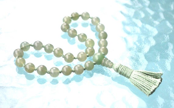 Heart Chakra Mala,  27+1 Beads, Green Aventurine, Quarter Mala Beads, Pocket Mala Beads