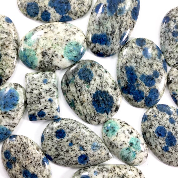 K2 Stone Cabochon Lots // Azurite In Granite // Gems // Cabochons // Jewelry Making Supplies / Village Silversmith