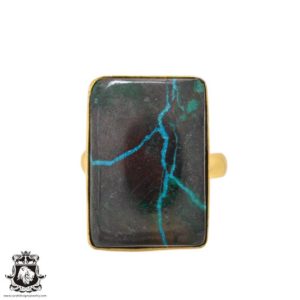 Shop Azurite Rings! Size 10.5 – Size 12 Adjustable Azurite Malachite 24K Gold Plated Ring GPR1091 | Natural genuine Azurite rings, simple unique handcrafted gemstone rings. #rings #jewelry #shopping #gift #handmade #fashion #style #affiliate #ad