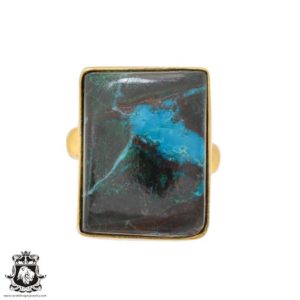 Shop Azurite Rings! Size 6.5 – Size 8 Adjustable Azurite Malachite Energy Healing Ring • Meditation Crystal Ring • 24K Gold  Ring GPR1090 | Natural genuine Azurite rings, simple unique handcrafted gemstone rings. #rings #jewelry #shopping #gift #handmade #fashion #style #affiliate #ad
