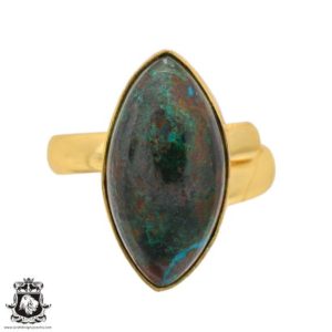 Shop Azurite Rings! Size 9.5 – Size 11 Adjustable Azurite Malachite 24K Gold Plated Ring GPR1086 | Natural genuine Azurite rings, simple unique handcrafted gemstone rings. #rings #jewelry #shopping #gift #handmade #fashion #style #affiliate #ad