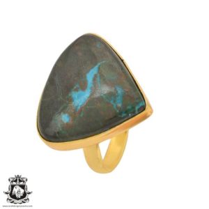 Shop Azurite Rings! Size 9.5 – Size 11 Adjustable Azurite Malachite Energy Healing Ring • Meditation Crystal Ring • 24K Gold  Ring GPR1087 | Natural genuine Azurite rings, simple unique handcrafted gemstone rings. #rings #jewelry #shopping #gift #handmade #fashion #style #affiliate #ad