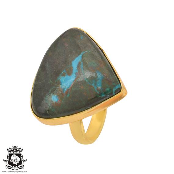 Size 5/6/7/8/9/10/11/12 Azurite Malachite Ring Meditation Ring 24k Gold Ring Gpr1087