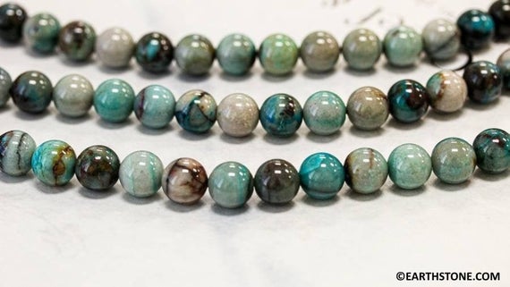 M/ Azurite 10mm/ 12mm Round Beads. 15" Strand Genuine Azurite Sphere Beads For Jewelry Making