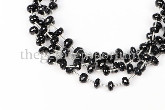 Black Tourmaline Faceted Rondelle Beads, Black Tourmaline, Black Tourmaline Beads, Tourmaline Faceted Rondelle Beads, 7-8mm Tourmaline Beads
