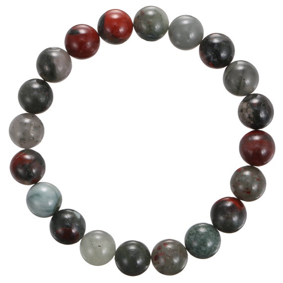 African Bloodstone Bracelet Smooth Round Size 8mm 10mm 7.5" Length