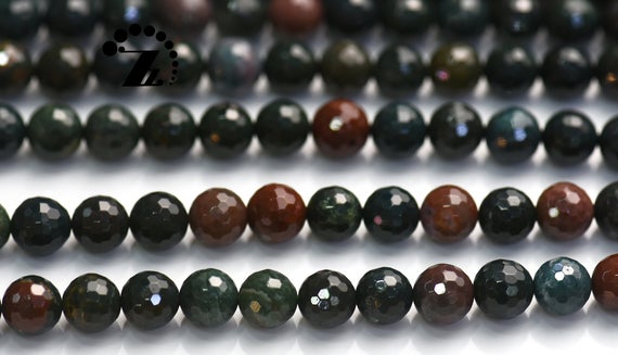 India Bloodstone Faceted (128 Faces) Round Beads,bloodstone,natural,diy Beads,4mm 6mm 8mm 10mm For Choice,15" Full Strand