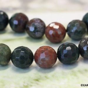 Shop Bloodstone Faceted Beads! L/ Blood Stone 16mm/ 18mm Faceted Round 16" strand Natural green/red color gemstone beads for jewelry making | Natural genuine faceted Bloodstone beads for beading and jewelry making.  #jewelry #beads #beadedjewelry #diyjewelry #jewelrymaking #beadstore #beading #affiliate #ad