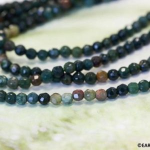 Shop Bloodstone Faceted Beads! S/ Blood Stone 4mm/ 6mm Faceted Round loose beads 16" strand Natural Green/Red beads for jewelry making | Natural genuine faceted Bloodstone beads for beading and jewelry making.  #jewelry #beads #beadedjewelry #diyjewelry #jewelrymaking #beadstore #beading #affiliate #ad