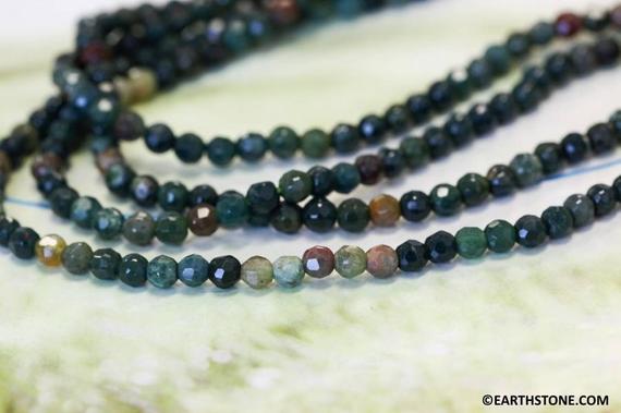S/ Blood Stone 4mm/ 6mm Faceted Round Loose Beads 16" Strand Natural Green/red Beads For Jewelry Making