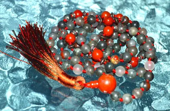 Indian Bloodstone Mala Beaded Necklace Heliotrope Crystal Mala For Men And Women Love Understanding Forgiveness Trust Compassion Child Birth