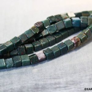 Shop Bloodstone Bead Shapes! S/ Blood Stone 4x4mm Cube beads 16" strand Natural dark green cube beads for jewelry making | Natural genuine other-shape Bloodstone beads for beading and jewelry making.  #jewelry #beads #beadedjewelry #diyjewelry #jewelrymaking #beadstore #beading #affiliate #ad