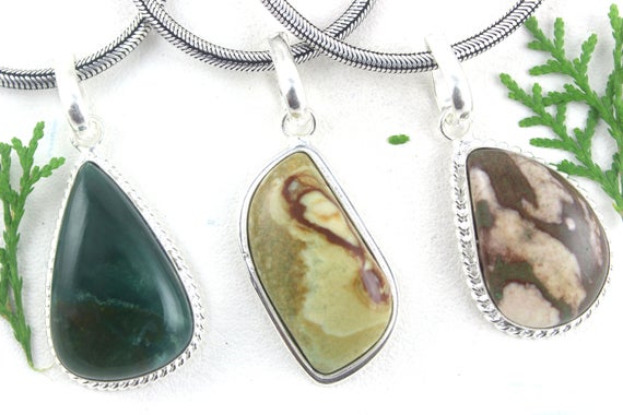 1 Pendant,sterling Silver Pendant,blood Stone,coconut Jasper,natural Jasper,pendant,necklace Pendant,stone Pendant,jasper,gemstone,wholesale