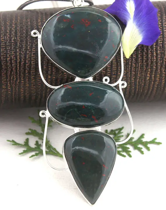 3 Piece Pendant,sterling Silver Blood Stone Pendant,mix Shape,gifts For Women,necklace,pendant,silver Pendant,blood Stone,pendant,wholesale