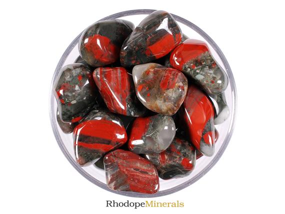 Bloodstone Tumbled Stone, Heliotrope, Bloodstone, Tumbled Stones, Stones, Crystals, Rocks, Gifts, Wedding Favors, Gemstones, Gems, Zodiac