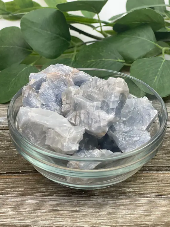 Blue Calcite Raw Crystal, Rough, Blue Stone, W/ Velvet Bag & Info Card, Reiki, Healing Crystal, Stone Of Inspiration