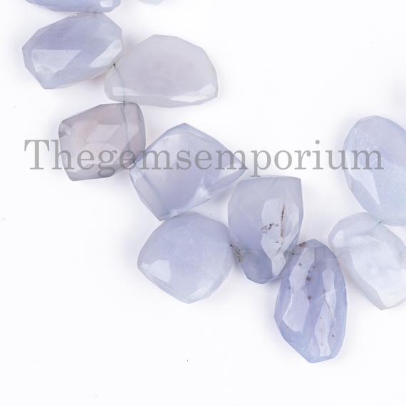 Blue Chalcedony Table Cut Beads, Blue Chalcedony Nugget Beads, Blue Chalcedony Faceted Beads, Blue Chalcedony Beads, Nugget Wholesale  Beads